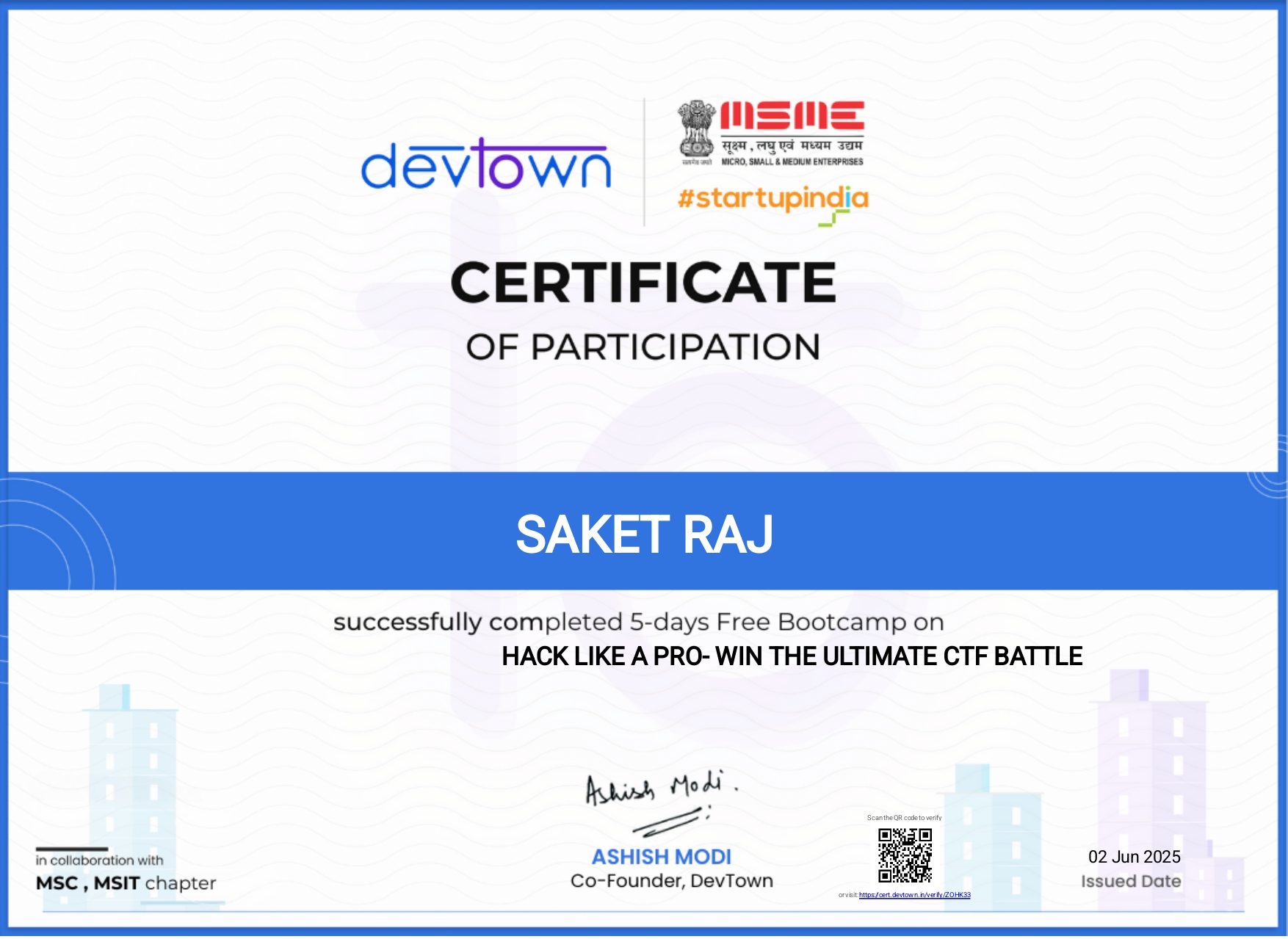DevTown Certificate Completion Bootcamp